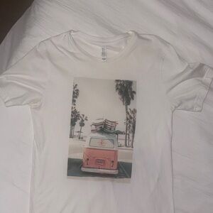 White T-Shirt with Surf Van Graphic
